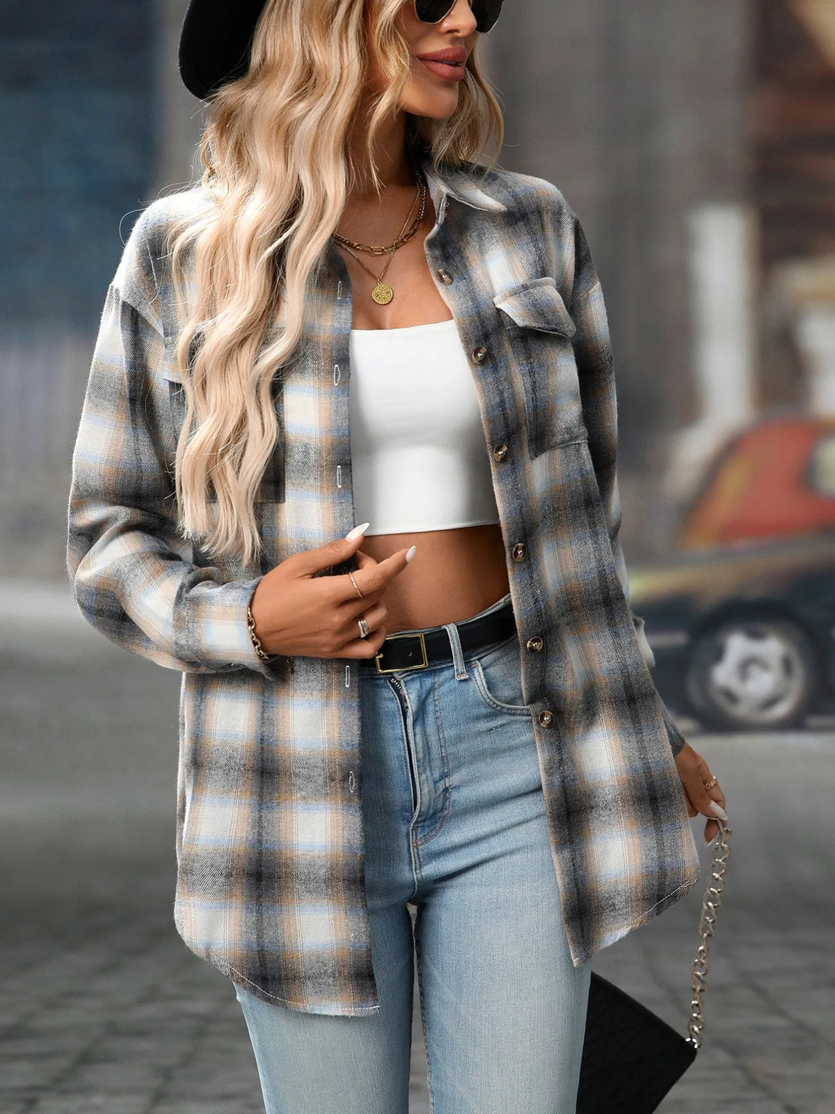 Oversized Plaid Button-Up Shirt | STAHlin RADIANCE