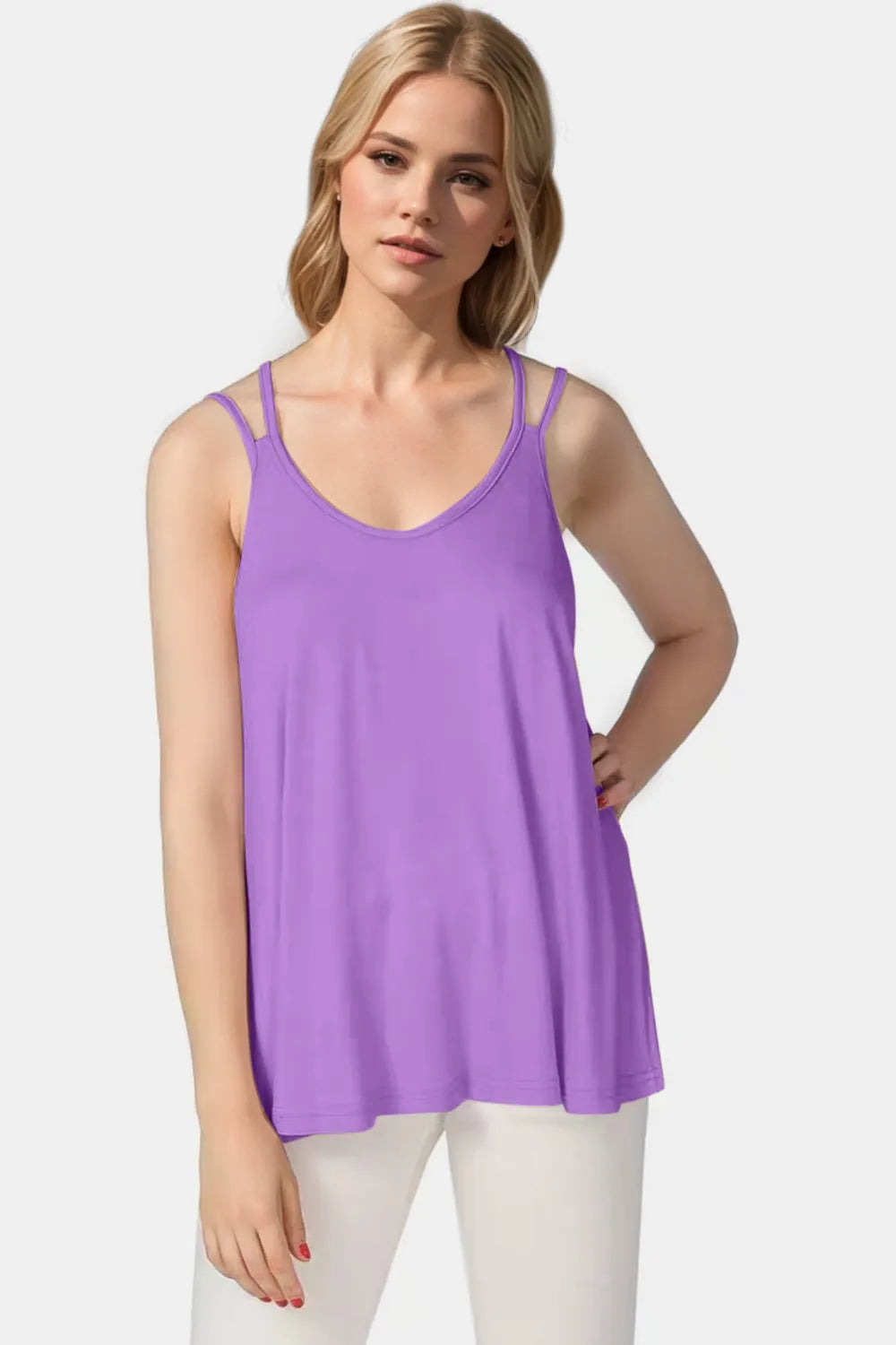 Basic Bae Bamboo Scoop Neck Double Spaghetti Straps Cami | STAHlin RADIANCE
