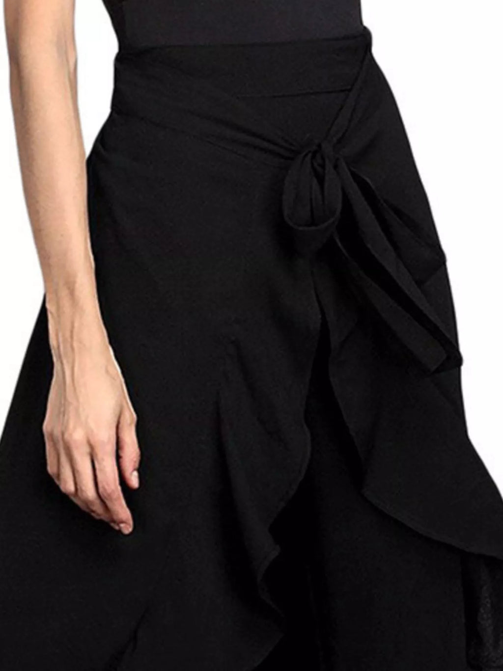 Full Size High-Waisted Tie-Front Ruffled Wide-Leg Pants Plus Size | STAHlin RADIANCE
