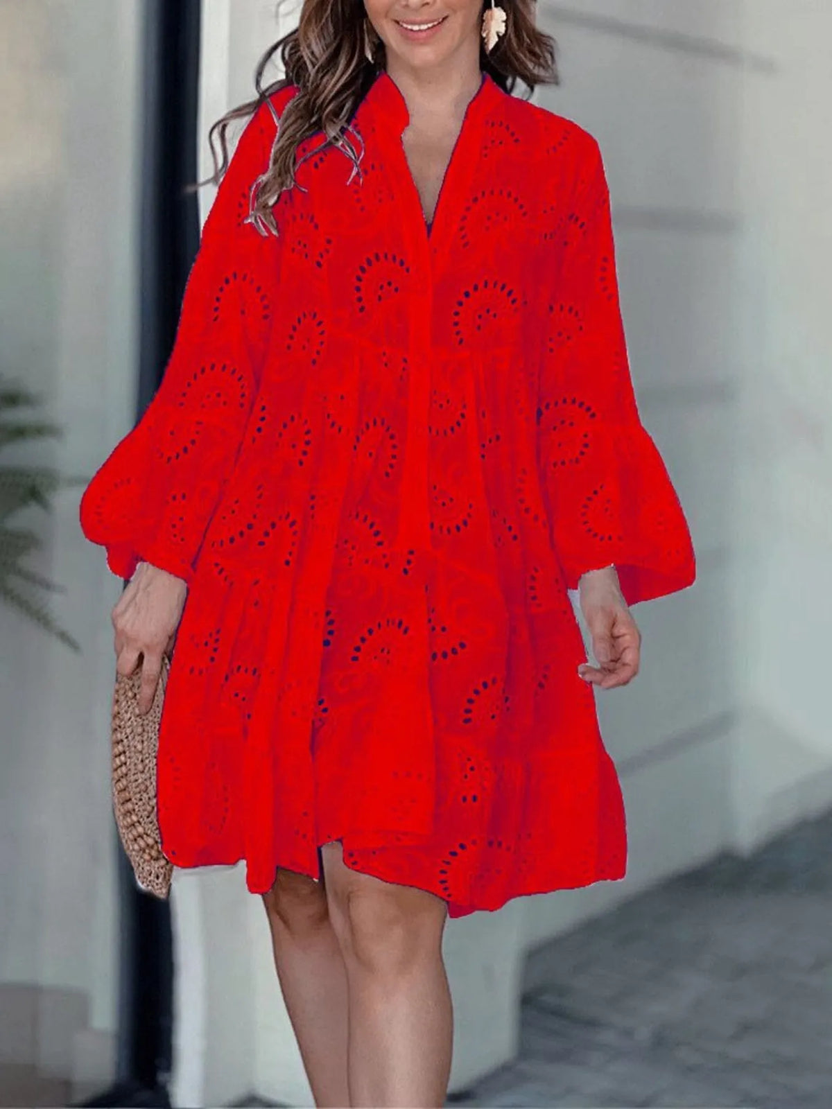 Full Size Eyelet Ruffled Hem Tiered Dress Plus Size | STAHlin RADIANCE