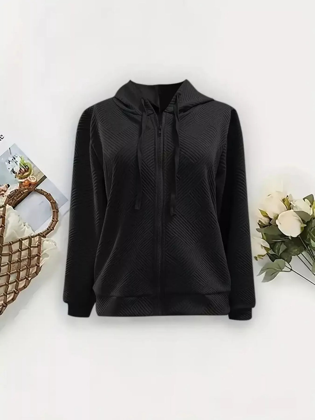 Textured Zip-Up Hooded Jacket | STAHlin RADIANCE