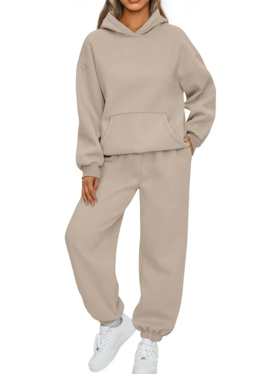 Full Size Kangaroo Pocket Hoodie and Joggers Set Plus Size | STAHlin RADIANCE