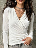 Full Size Velvet Wrap-Front Long Sleeve T-Shirt Plus Size | STAHlin RADIANCE