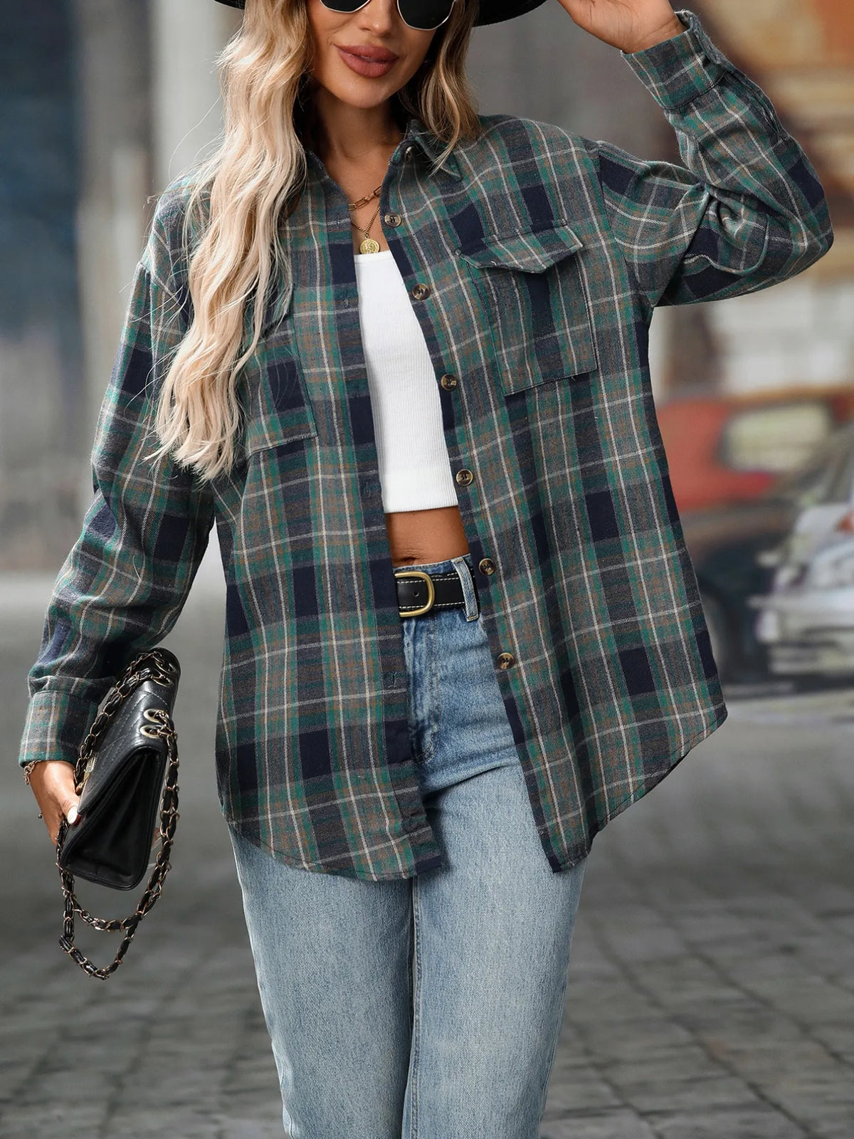 Oversized Plaid Button-Up Shirt | STAHlin RADIANCE