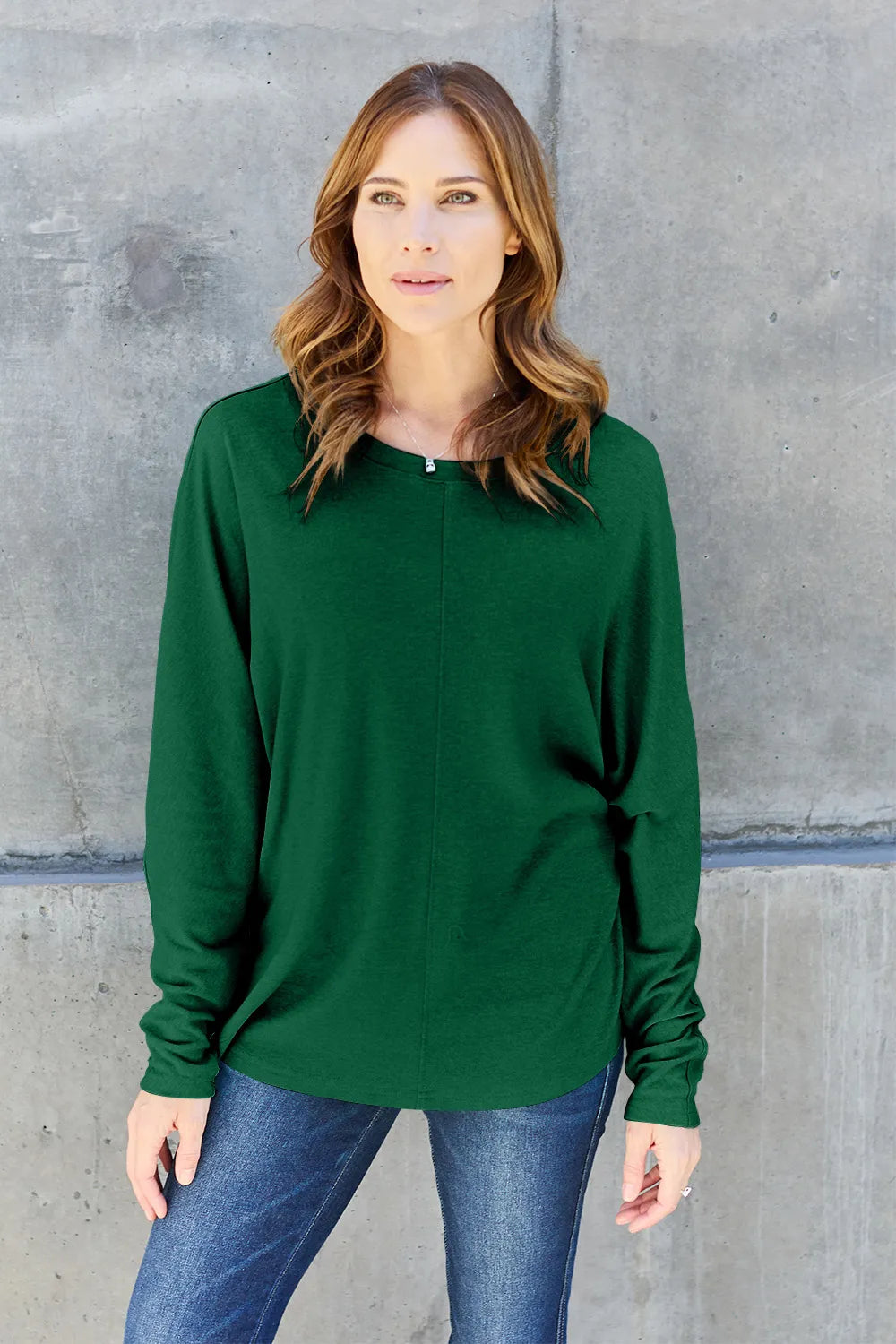 Double Take Full Size Round Neck Long Sleeve T-Shirt | STAHlin RADIANCE