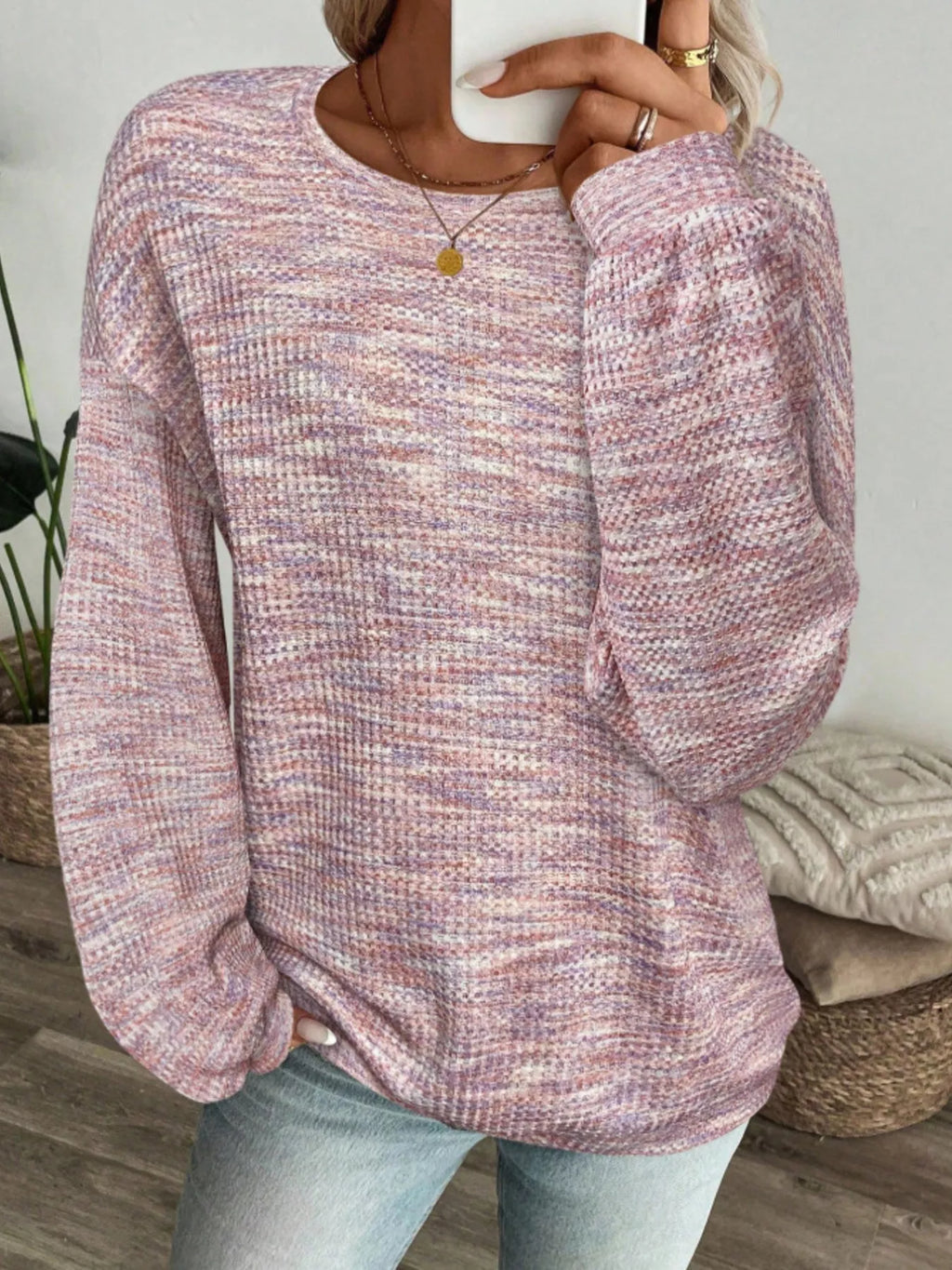 Space-Dyed Long Sleeve Waffle-Knit Top | STAHlin RADIANCE