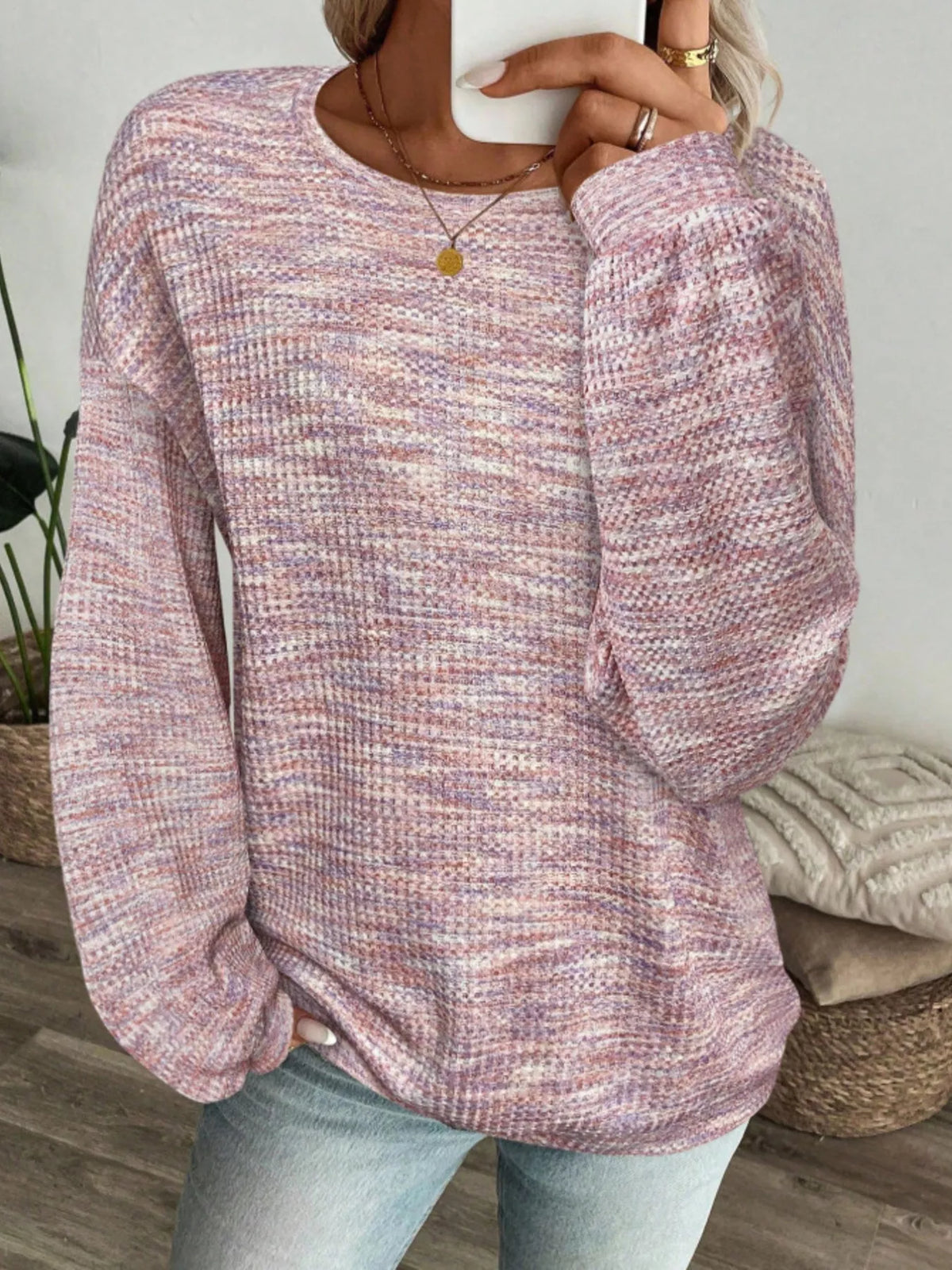 Space-Dyed Long Sleeve Waffle-Knit Top | STAHlin RADIANCE