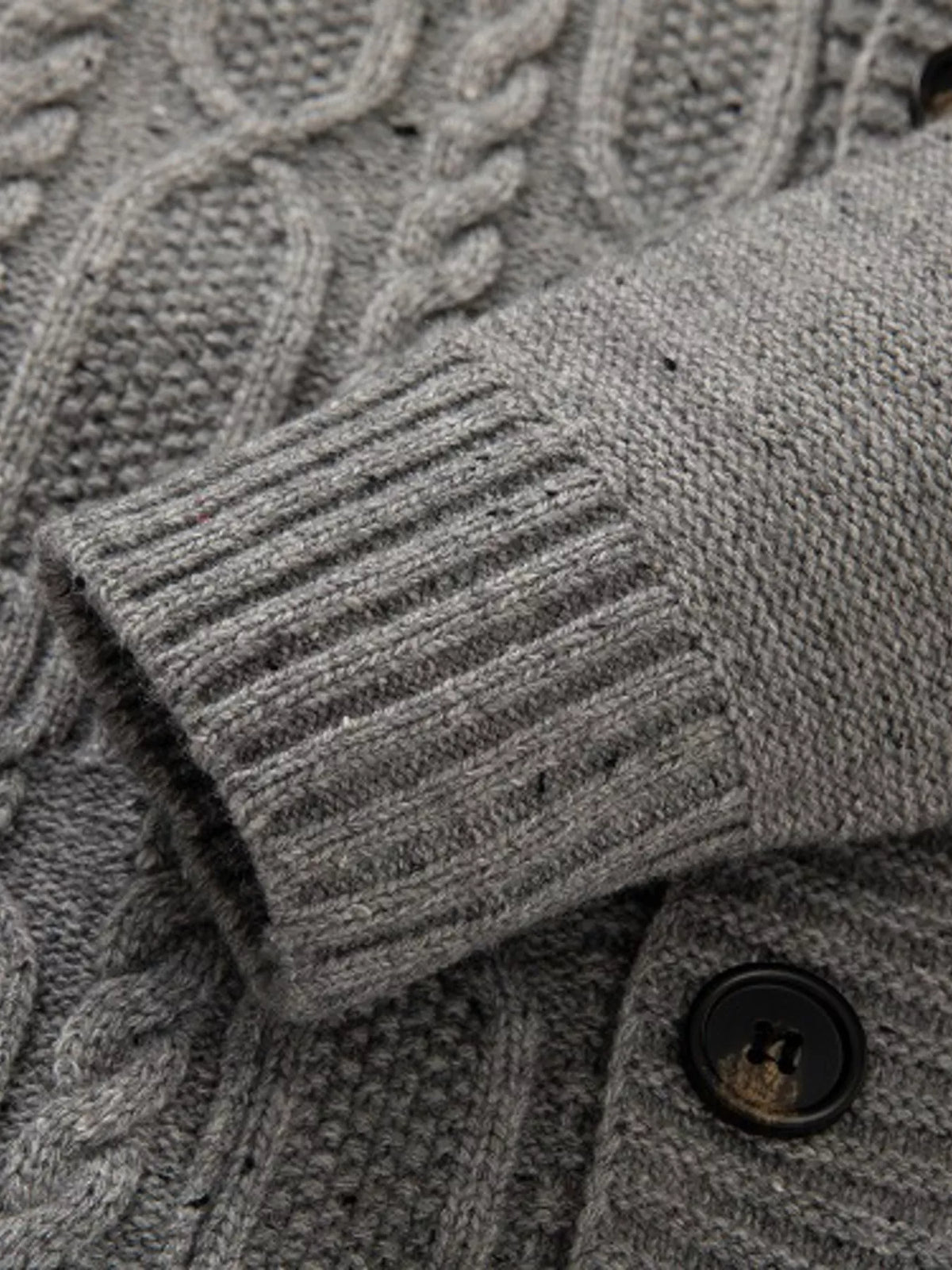 Men's Plus Size Speckled Cable Knit Shawl Collar Cardigan | STAHlin RADIANCE