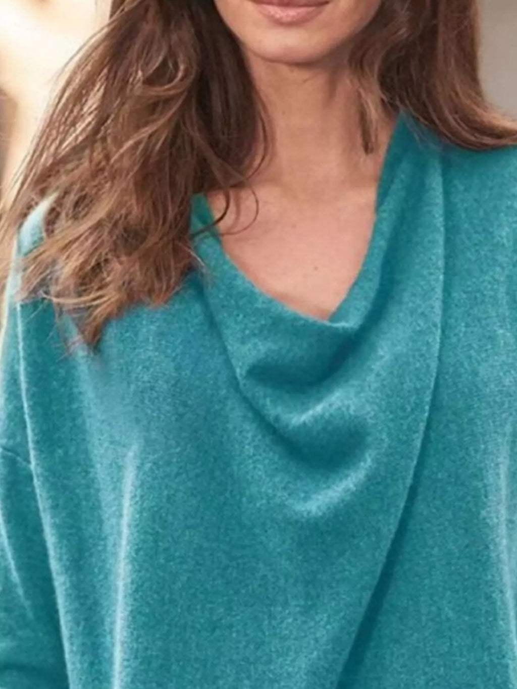 Full Size Cowl Neck Long Sleeve Top Plus Size | STAHlin RADIANCE