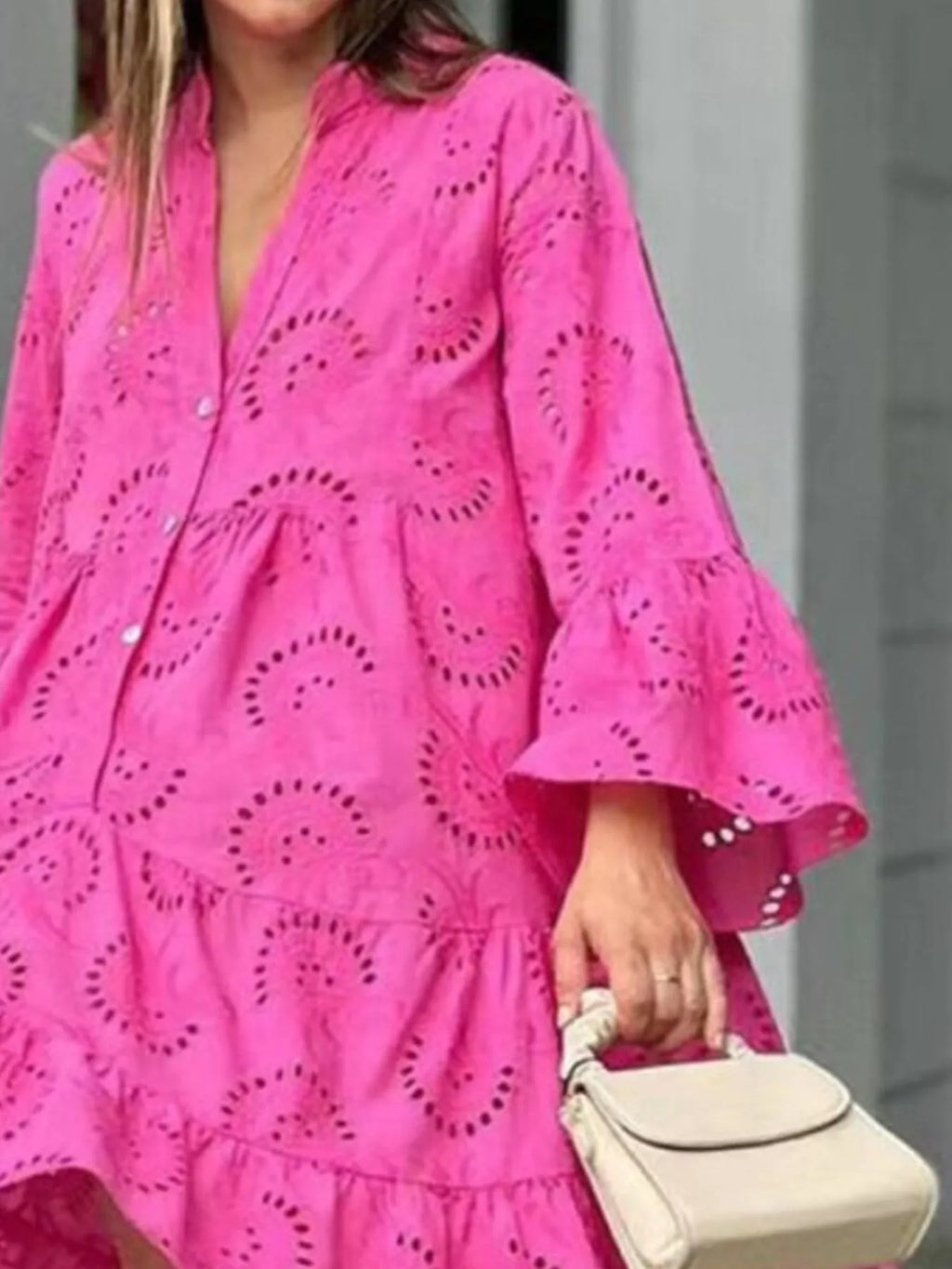 Full Size Eyelet Ruffled Hem Tiered Dress Plus Size | STAHlin RADIANCE