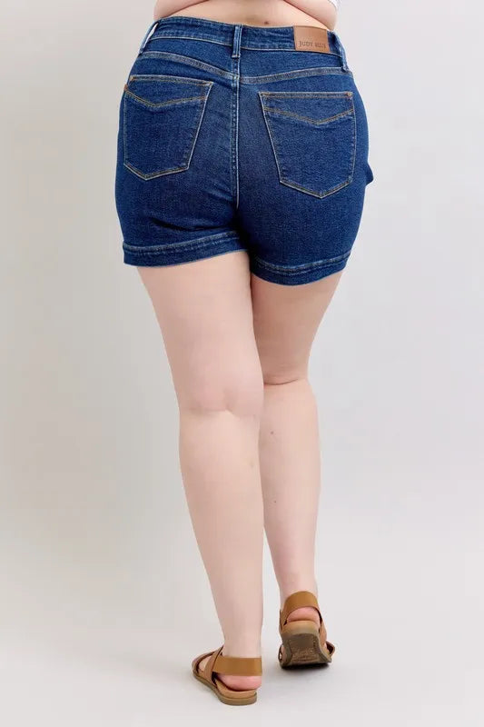 Judy Blue Full Size High Waist Tummy Control Denim Shorts Plus Size | STAHlin RADIANCE