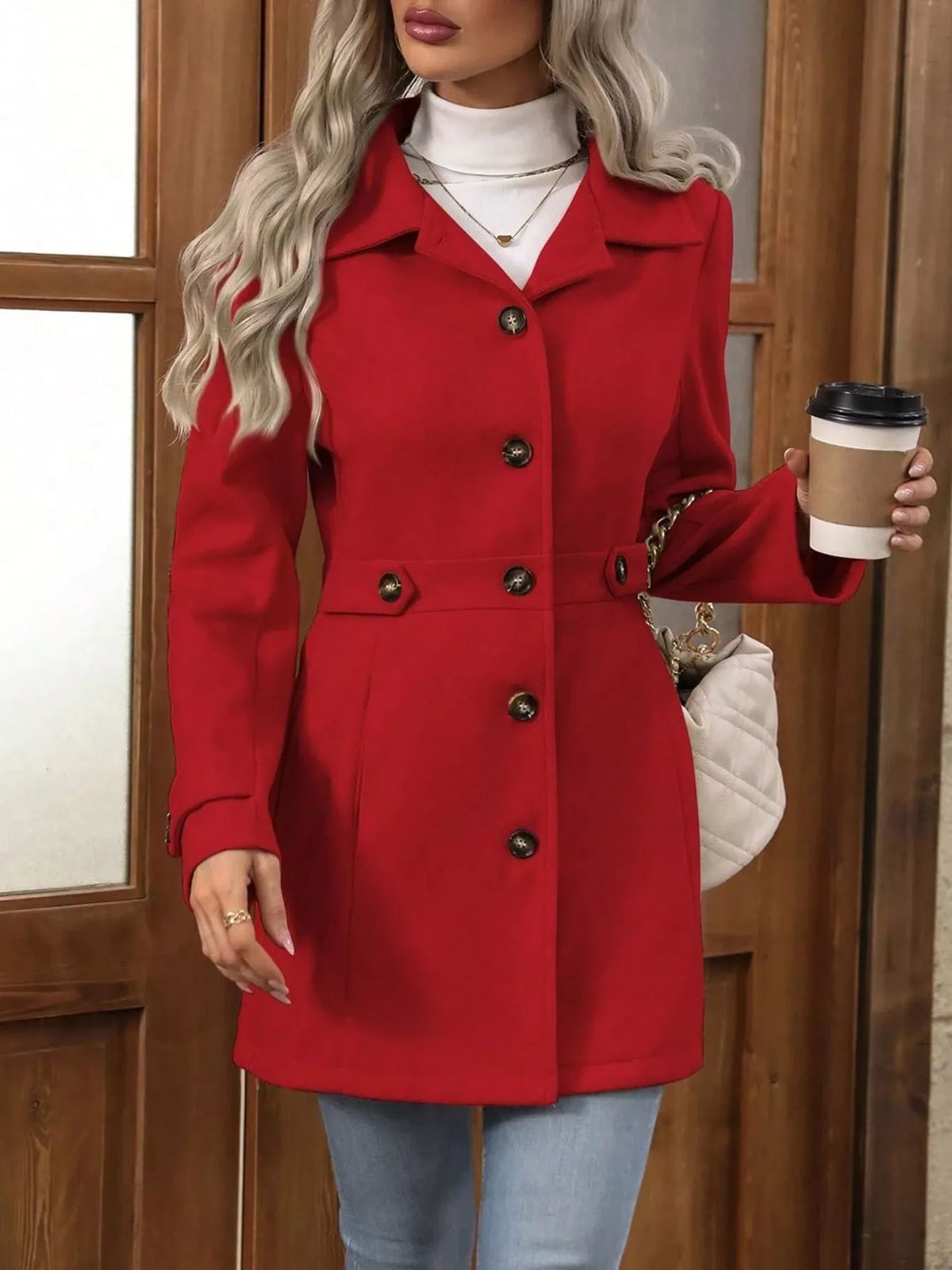Single-Breasted Long Sleeve Coat | STAHlin RADIANCE