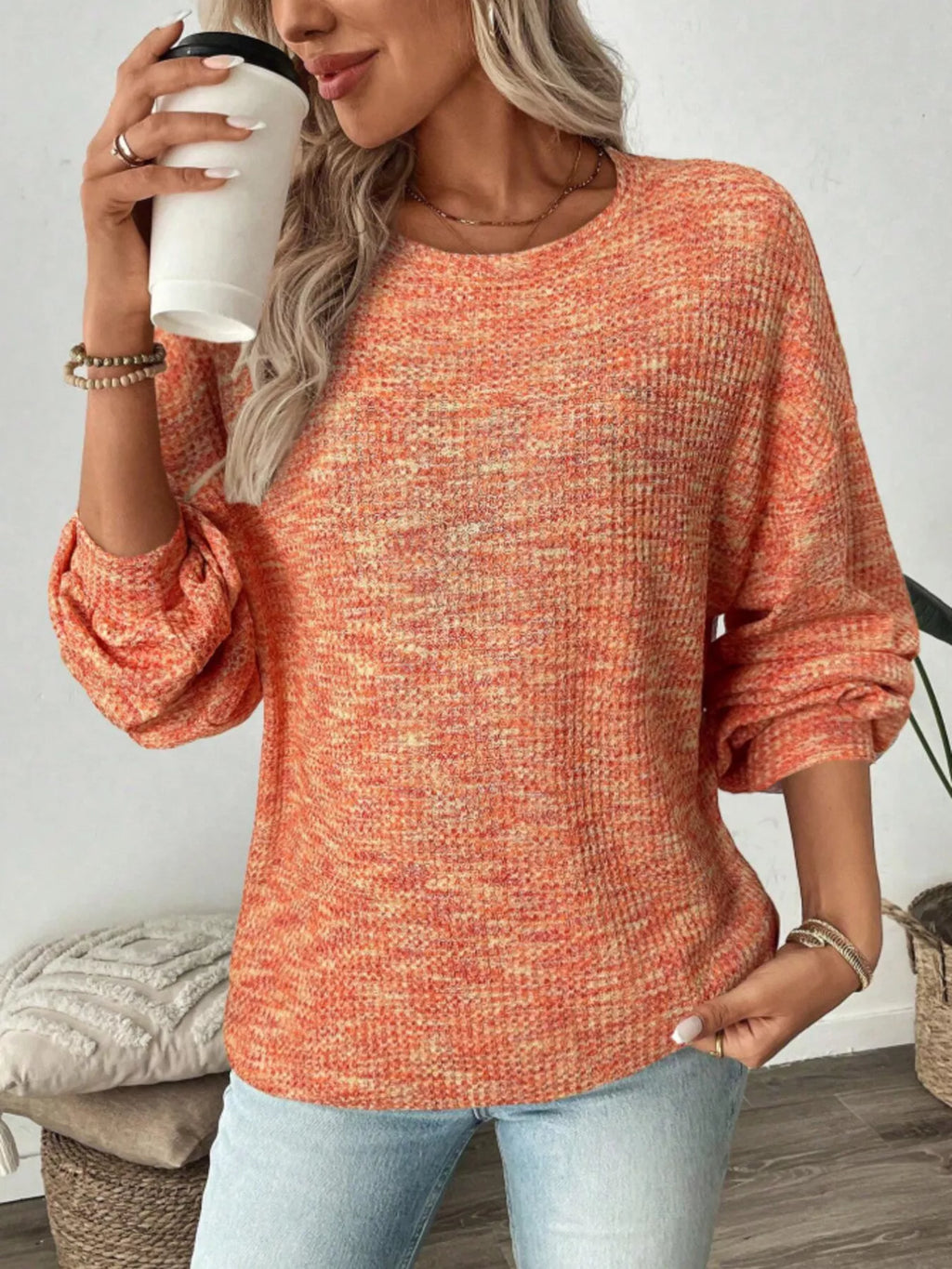 Space-Dyed Long Sleeve Waffle-Knit Top | STAHlin RADIANCE