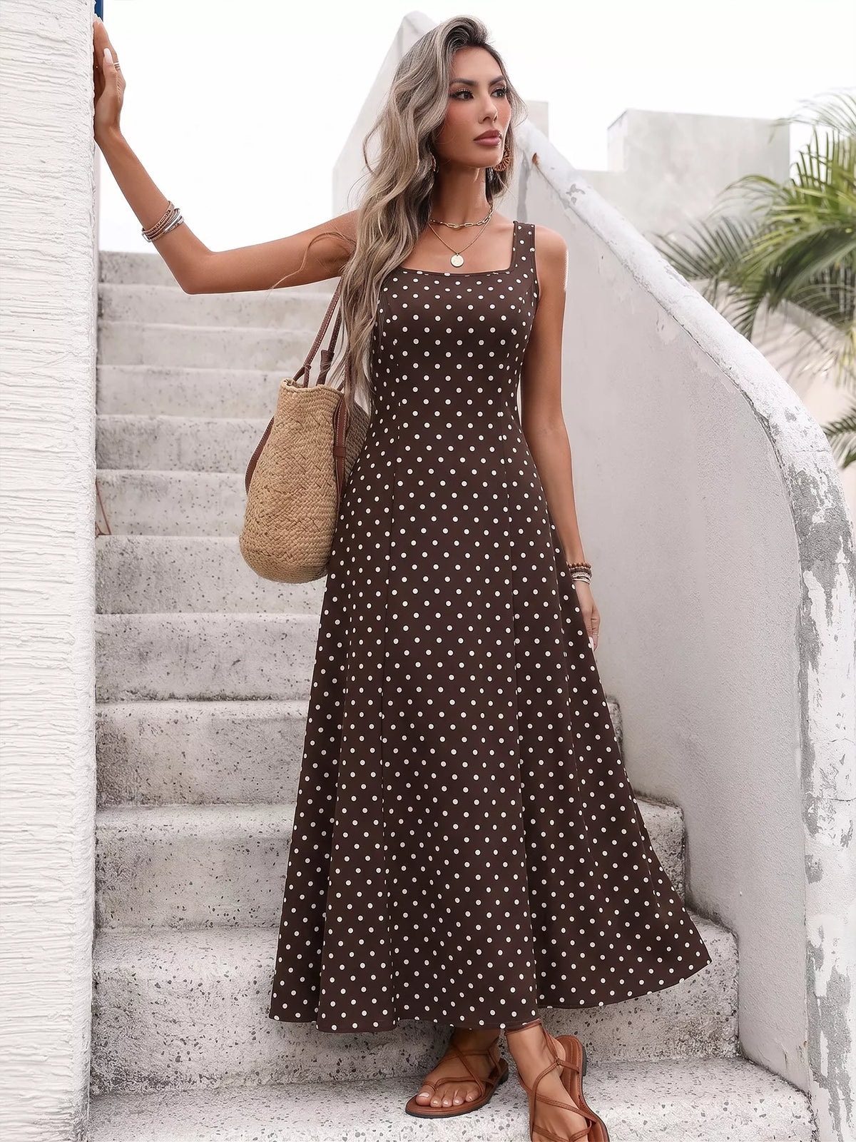 Polka Dot Sleeveless Maxi Dress | STAHlin RADIANCE