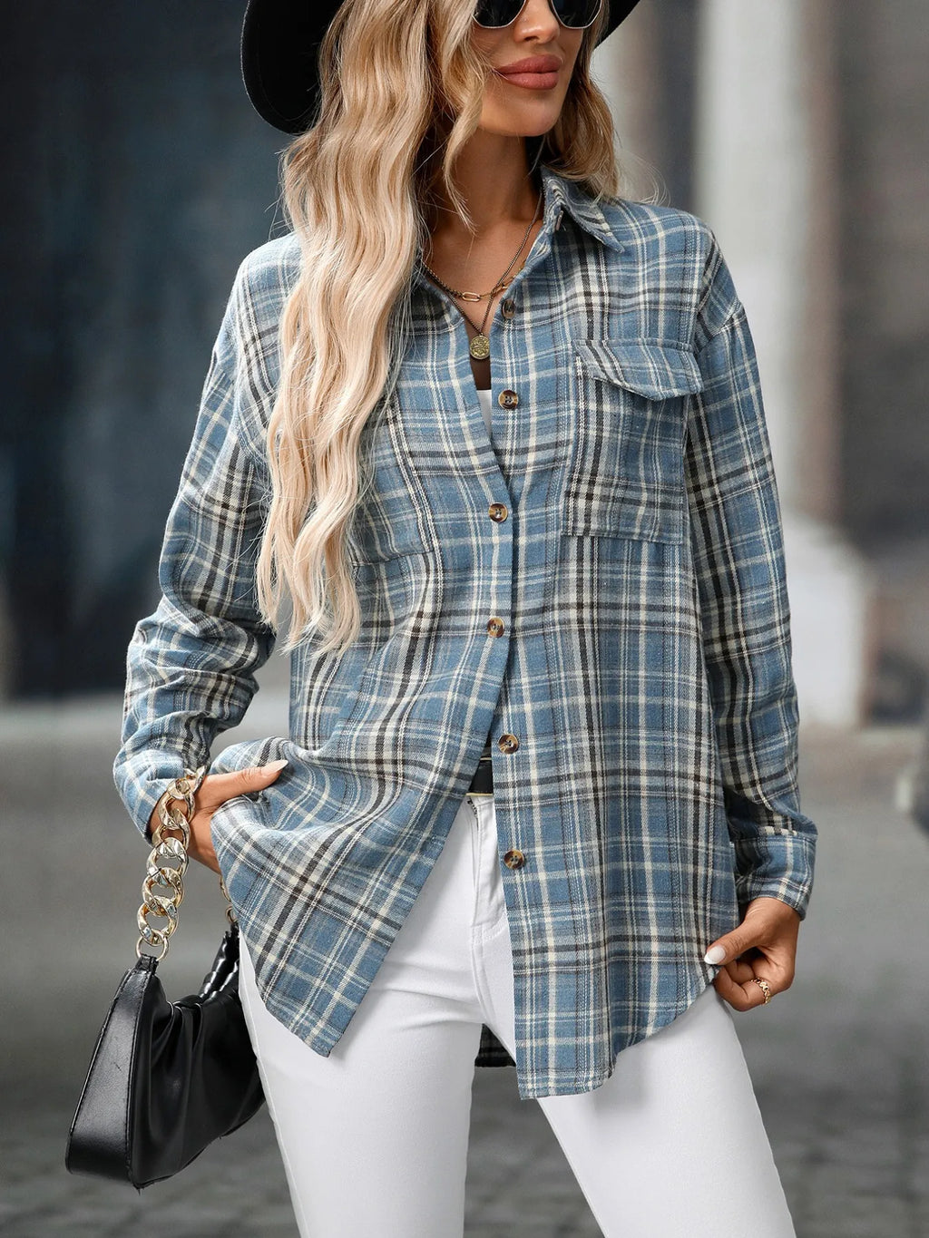 Oversized Plaid Button-Up Shirt | STAHlin RADIANCE