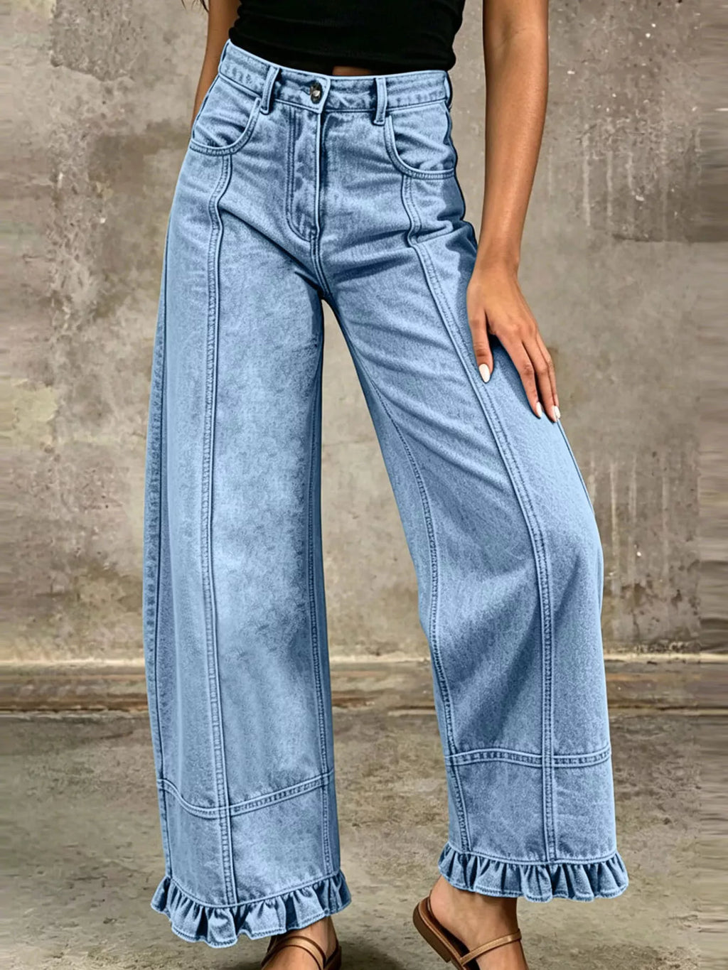 The Nova Ruffle Hem Wide-Leg Jeans | STAHlin RADIANCE