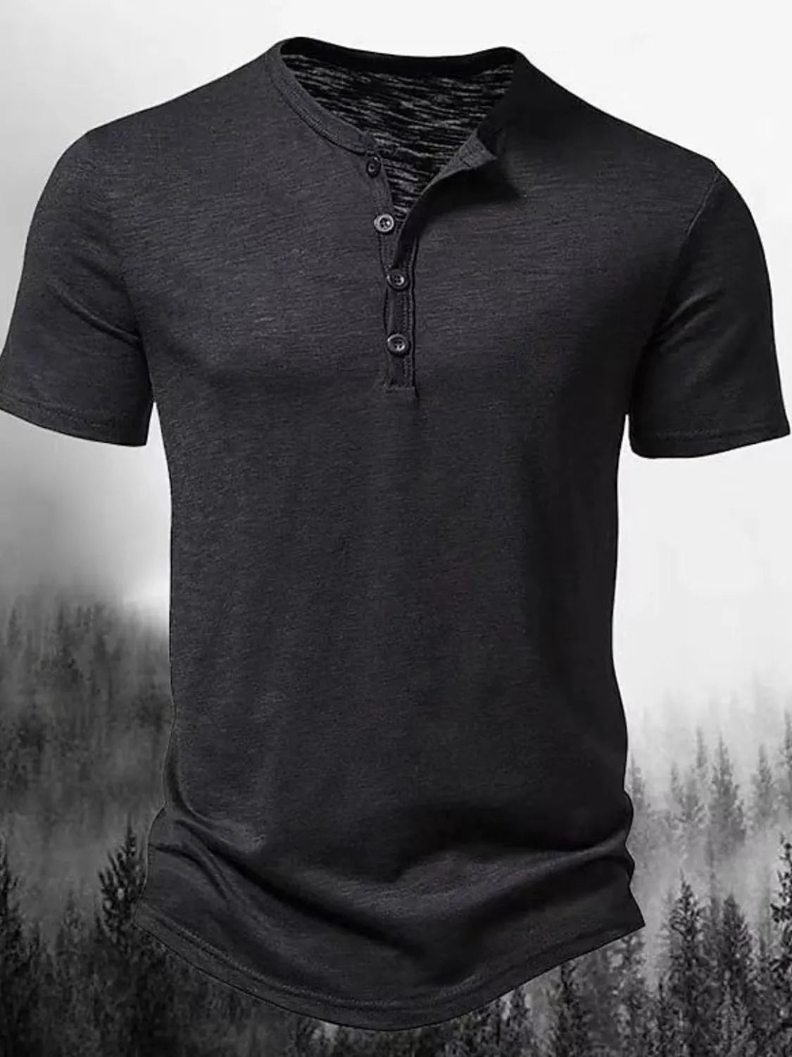 Men's Full Size Button Detail Short Sleeve Polo Plus Size | STAHlin RADIANCE