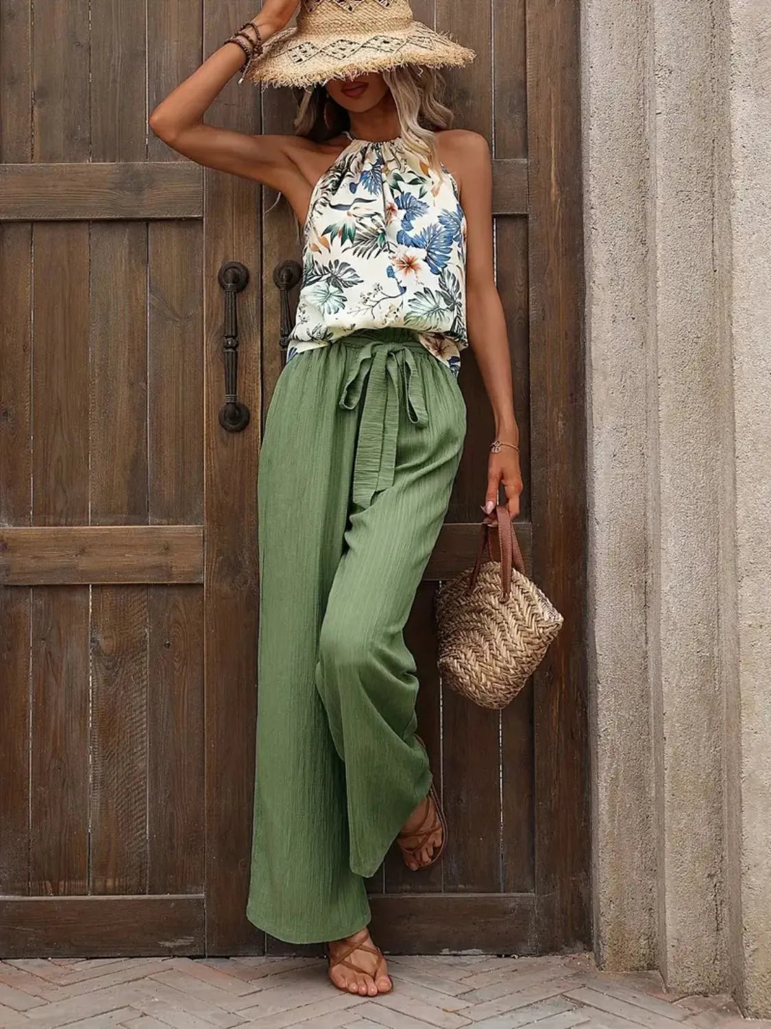 Printed Tank Top and Wide Leg Pants Set | STAHlin RADIANCE