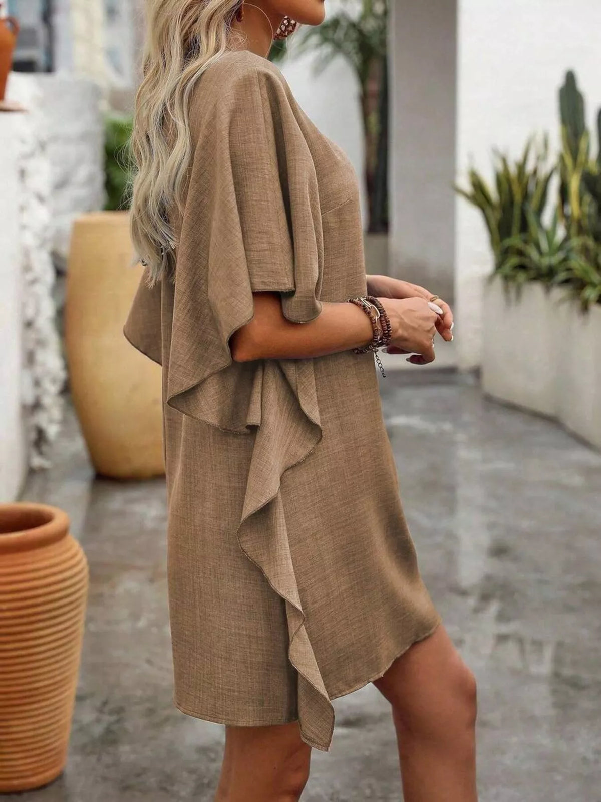 Ruffled Flutter Sleeve V-Neck Mini Dress | STAHlin RADIANCE